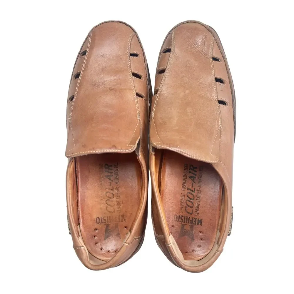 Mephisto | Men | Cool-Air Whiskey Brown Genuine Leather Slip-On Loafers | 11.5